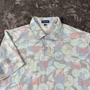 Peter Millar Crown Crafted Tailored Fit Ace Disc Pique Golf Polo Men's XL AOP